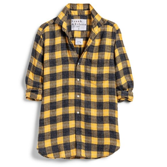 Frank & Eileen's Joedy Flannel Button-Up Woven Shirt in Yellow and Blue - Picture 1 of 10